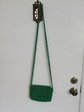 Green Beaded Crossbody Bag - Women